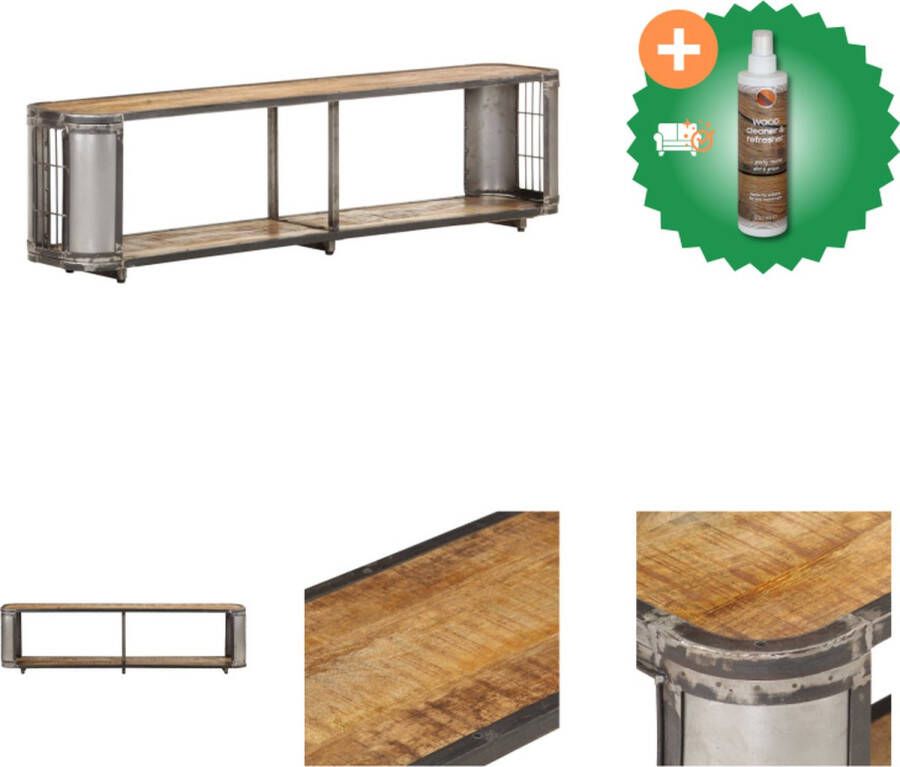 VidaXL Industrieel Televisiemeubel Massief Mangohout 150 x 30 x 40 cm Opbergruimte Kast Inclusief Houtreiniger en verfrisser
