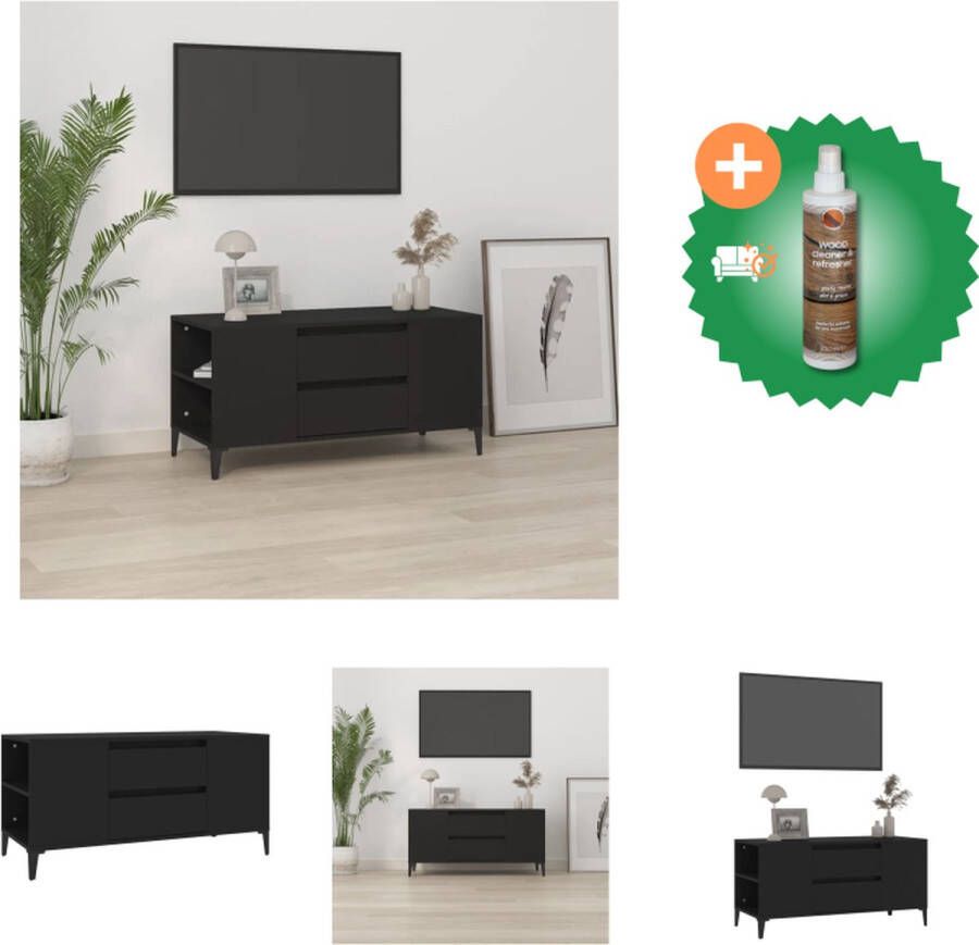 VidaXL Scandinavisch TV-meubel 102 x 44.5 x 50 cm zwart Kast Inclusief Houtreiniger en verfrisser