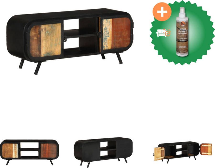 VidaXL Industrieel TV-meubel 110 x 30 x 45 cm Massief gerecycled hout Handgemaakt Kast Inclusief Houtreiniger en verfrisser - Foto 2