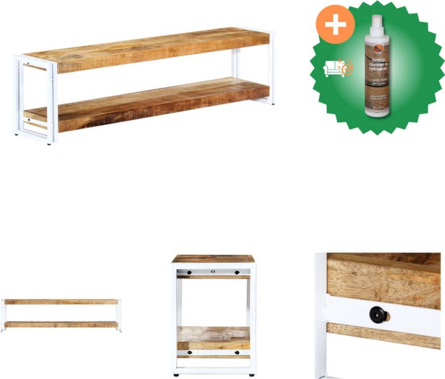 VidaXL Industrieel Televisiemeubel Massief Mangohout 150 x 30 x 40 cm Opbergruimte Kast Inclusief Houtreiniger en verfrisser - Foto 3
