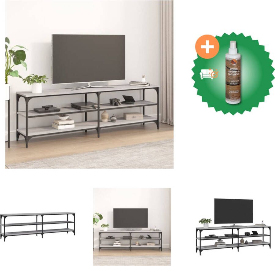 VidaXL Tv-meubel 160x30x50 cm bewerkt hout grijs sonoma eikenkleurig Kast Inclusief Houtreiniger en verfrisser