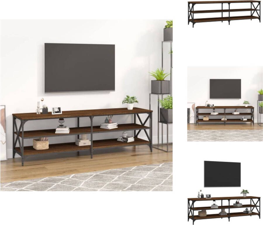 VidaXL Industrieel TV-meubel 160 x 40 x 50 cm Bruineiken hout en ijzer Kast