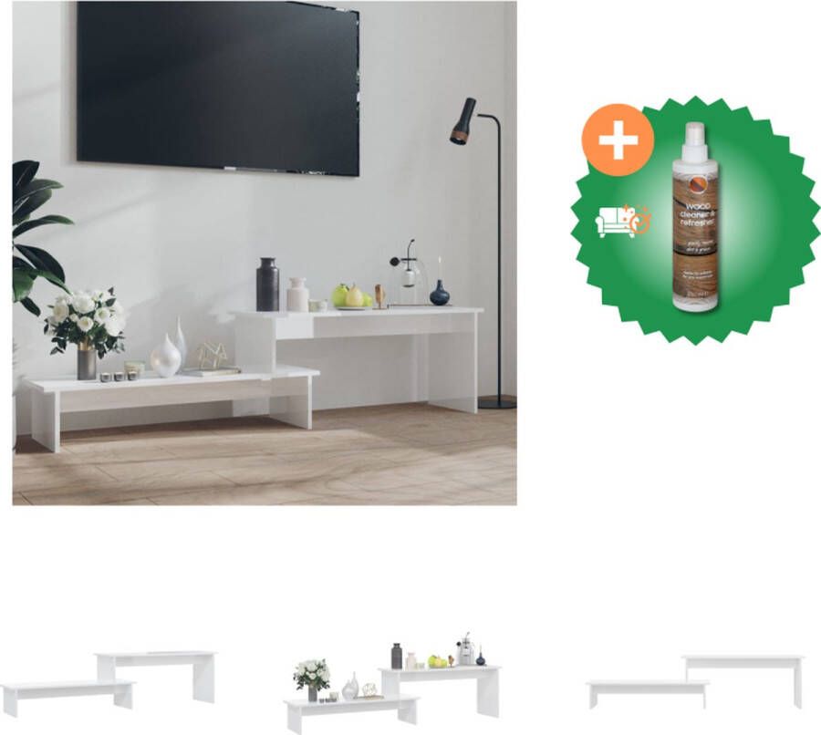 VidaXL Industrieel TV-meubel 180 x 30 x 43 cm Hoogglans Wit Kast Inclusief Houtreiniger en verfrisser