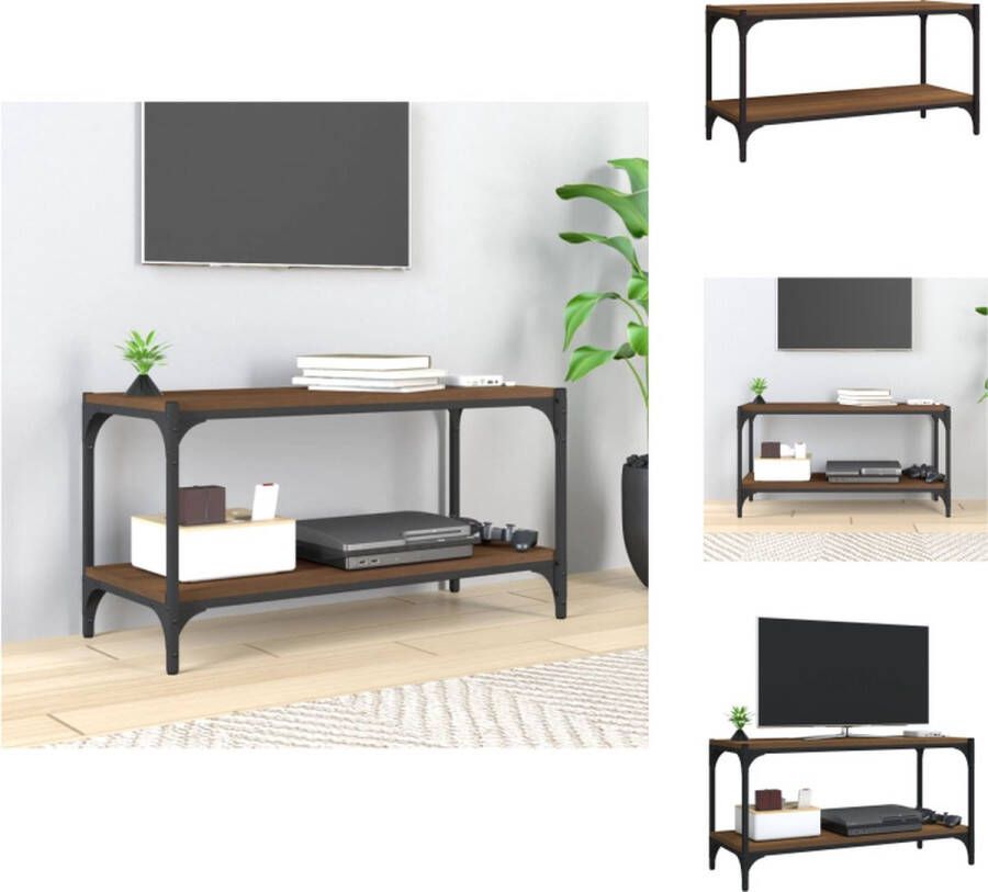 VidaXL Tv Meubel Tv Meubels Tv Kast Tv Kasten Tv-meubel 80x33x41 cm bewerkt hout en staal bruin eikenkleur
