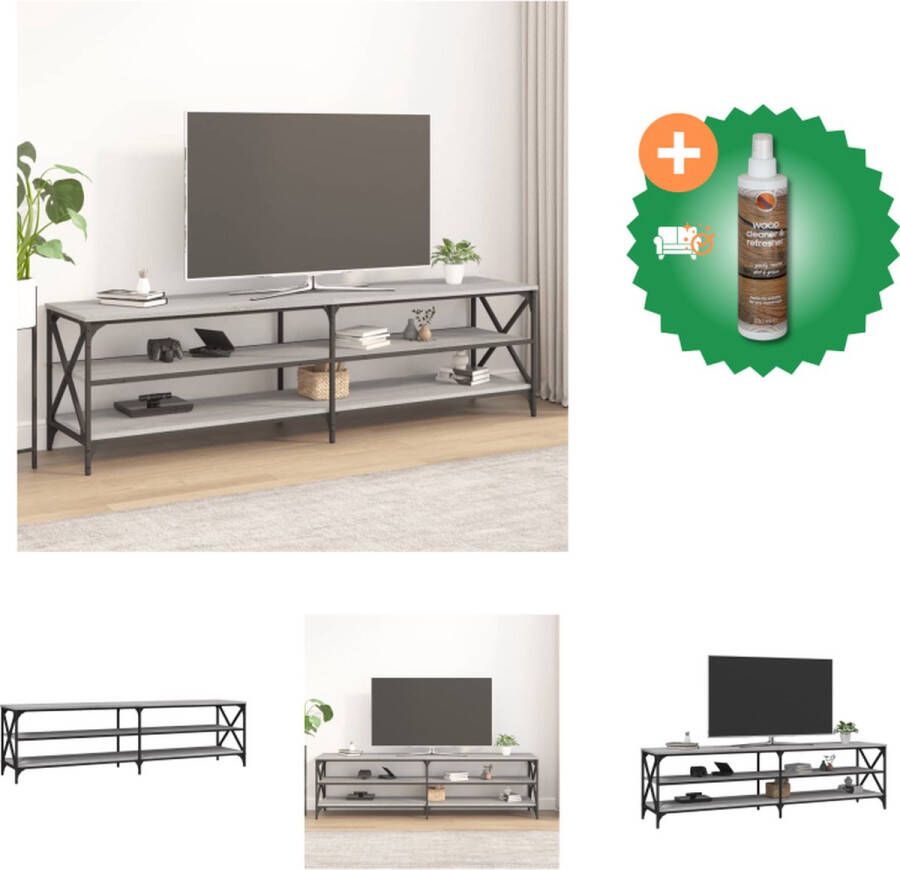 VidaXL Tv-meubel 180x40x50 cm bewerkt hout grijs sonoma eikenkleurig Kast Inclusief Houtreiniger en verfrisser