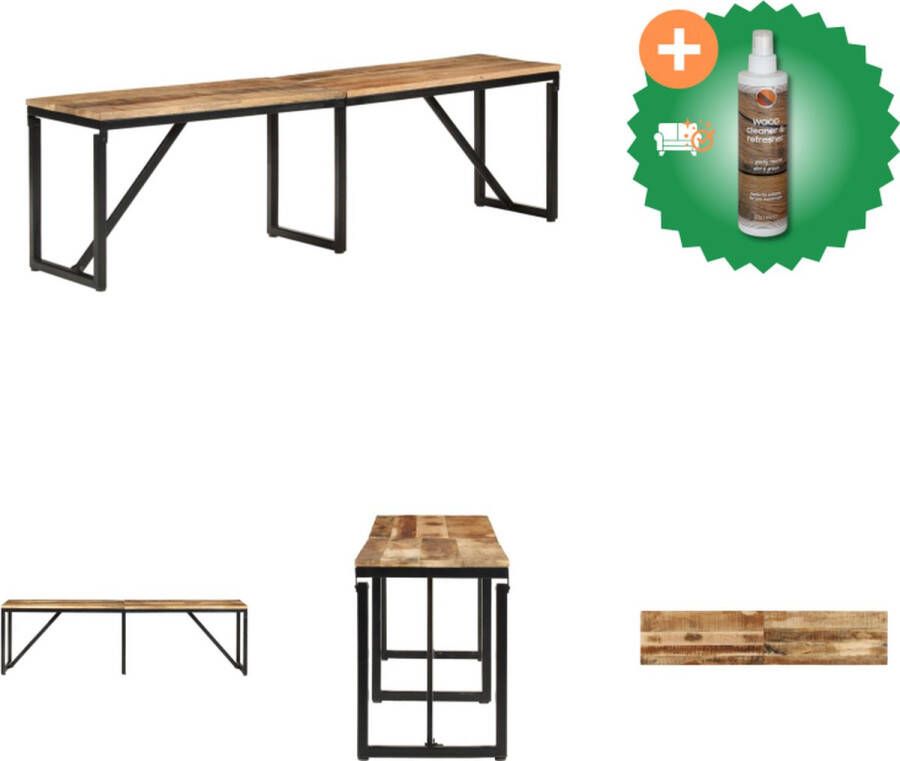 VidaXL Industriële Bank Mangohout 160 x 35 x 46 cm Massief en Stevig Handleiding Inbegrepen Hocker Inclusief Houtreiniger en verfrisser