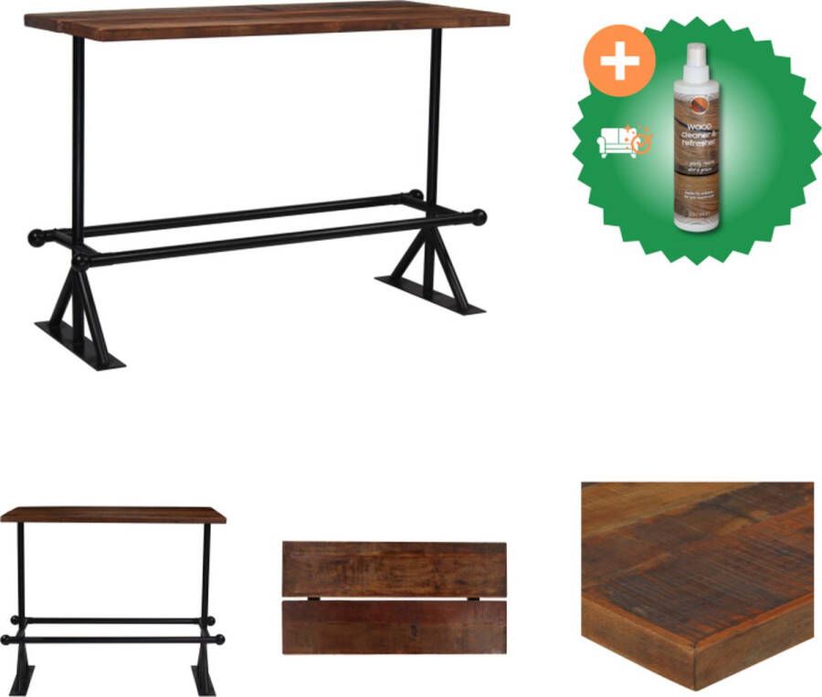 VidaXL Bartafel 150x70x107 cm massief gerecycled hout donkerbruin Tafel Inclusief Houtreiniger en verfrisser
