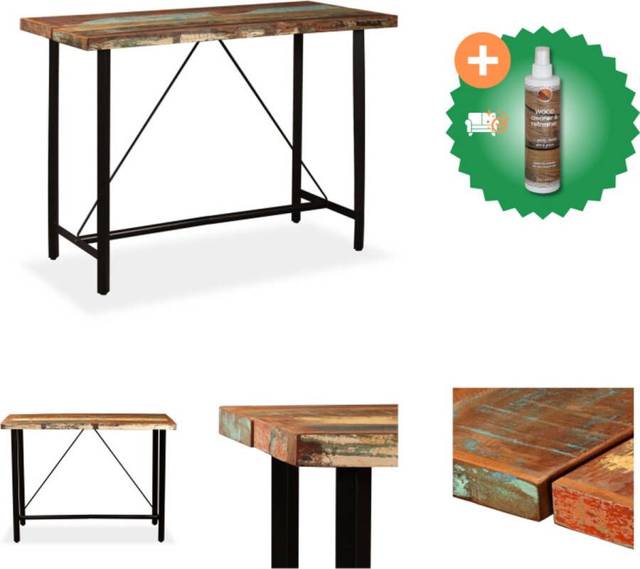 VidaXL Industriële Bartafel 150 x 70 x 107 cm Massief gerecycled hout en staal Tafel Inclusief Houtreiniger en verfrisser