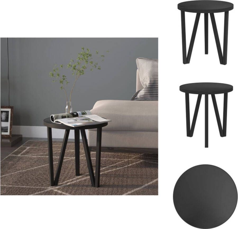 VidaXL Industriële Bijzettafel 35 x 34 cm Zwart MDF en gepoedercoat staal Tafel - Foto 2