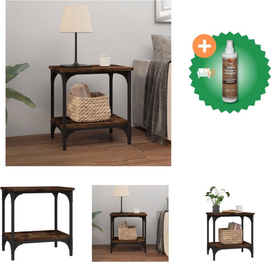 VidaXL Bijzettafel 40x30x42 cm bewerkt hout gerookt eikenkleurig Tafel Inclusief Houtreiniger en verfrisser