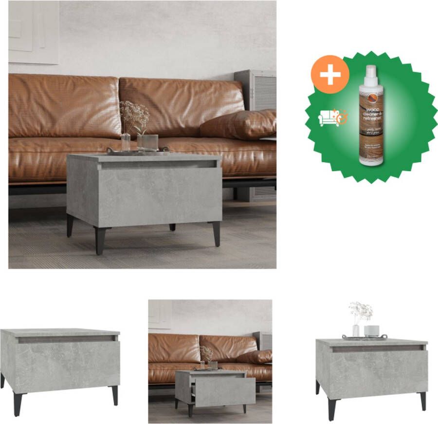 VidaXL Industriële Bijzettafel 50 x 46 x 35 cm Bewerkt hout en metaal Tafel Inclusief Houtreiniger en verfrisser