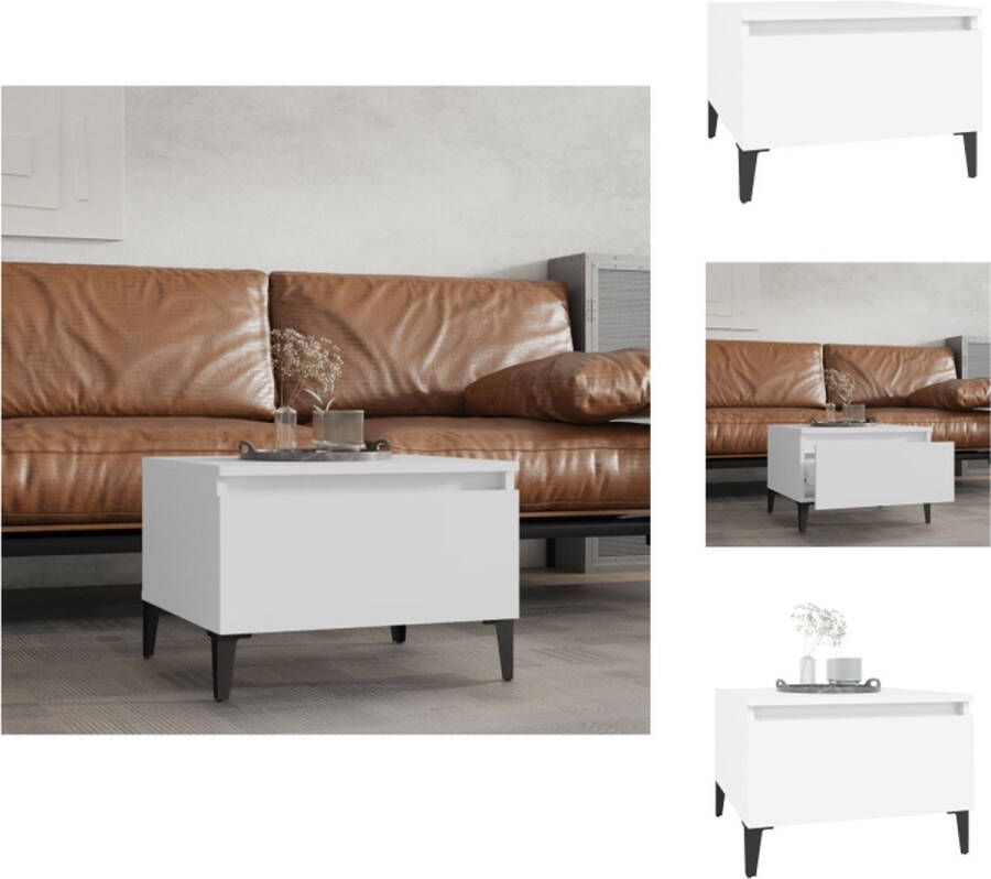 VidaXL Bijzettafel Bijzettafels Eindtafel Salontafel Bijzettafel 50x46x35 cm bewerkt hout wit - Foto 3