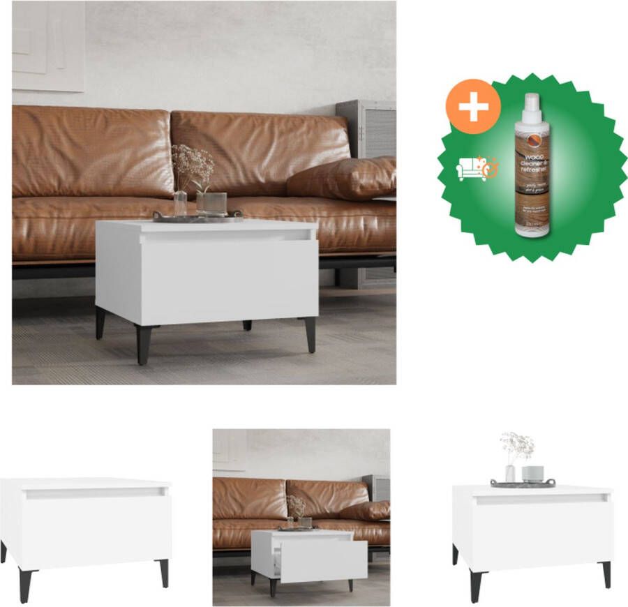 VidaXL Scandinavische bijzettafel Wit 50 x 46 x 35 cm Stevig bewerkt hout Tafel Inclusief Houtreiniger en verfrisser - Foto 2