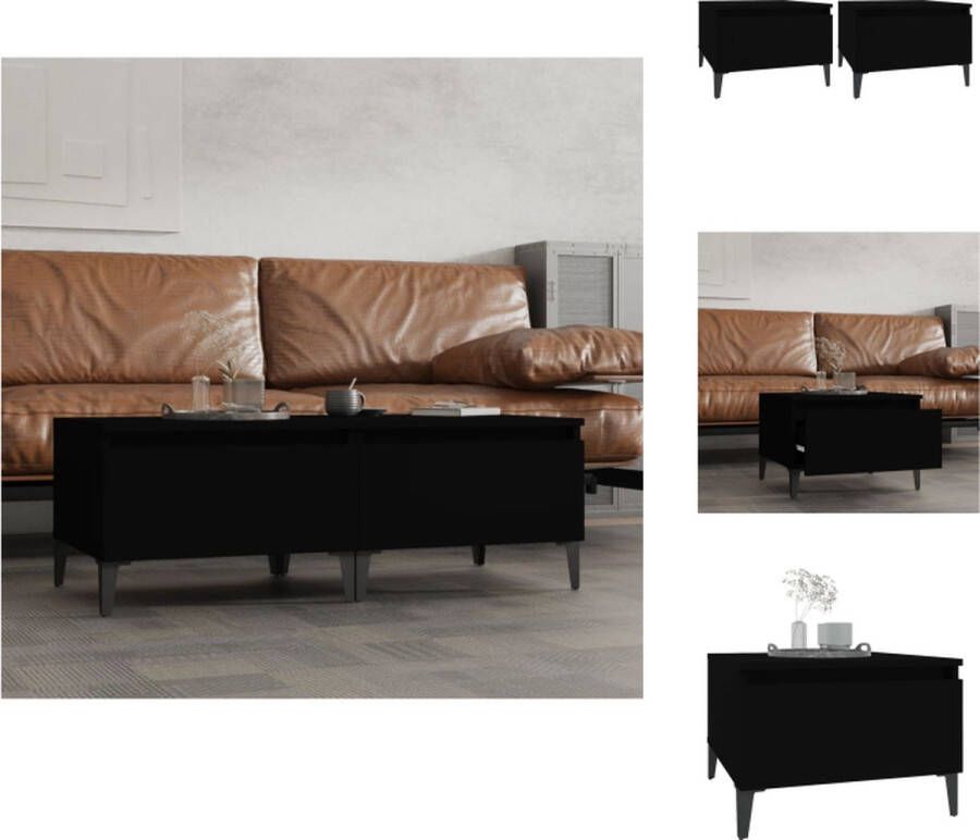 VidaXL Bijzettafel Bijzettafels Eindtafel Salontafel Bijzettafels 2 st 50x46x35 cm bewerkt hout zwart - Foto 3