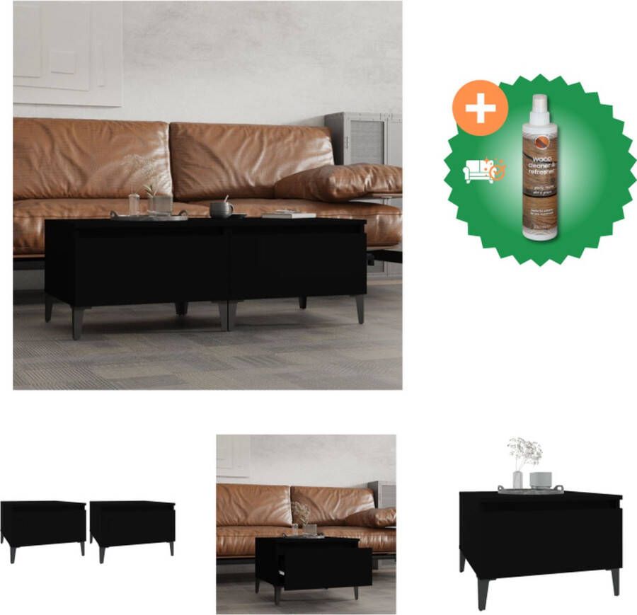 VidaXL Industriële Bijzettafels 50 x 46 x 35 cm Stevig Hout en Metaal Tafel Inclusief Houtreiniger en verfrisser - Foto 2