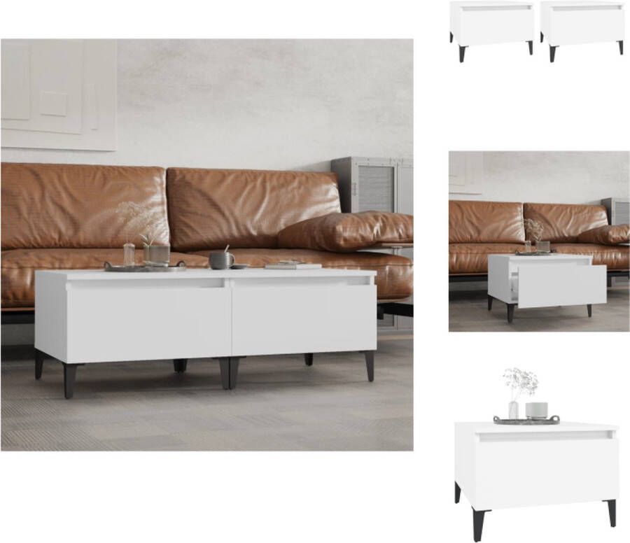 VidaXL Bijzettafel Bijzettafels Eindtafel Salontafel Bijzettafels 2 st 50x46x35 cm bewerkt hout wit