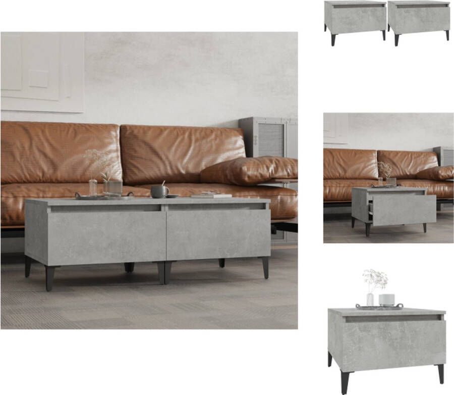 VidaXL Bijzettafel Bijzettafels Eindtafel Salontafel Bijzettafels 2 st 50x46x35 cm bewerkt hout betongrijs - Foto 2