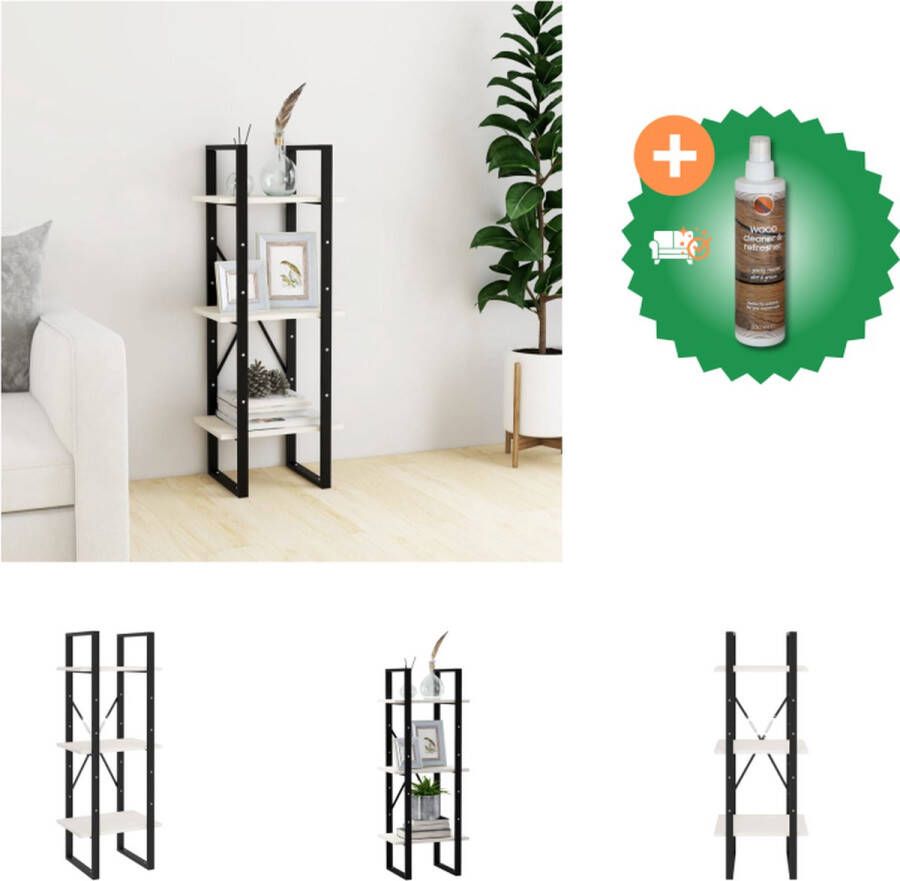 VidaXL Boekenkast met 3 schappen 40x30x105 cm massief grenenhout wit Kast Inclusief Houtreiniger en verfrisser