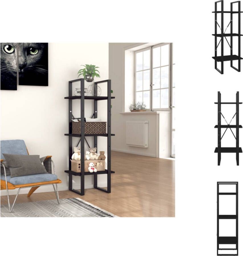 VidaXL Boekenkast Boekenkasten Kast Kasten Boekenkast met 3 schappen 40x30x105 cm bewerkt hout zwart