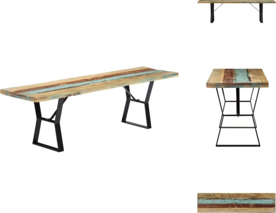 VidaXL Industriële Eetkamerbank 160 x 40 x 45 cm Massief gerecycled hout en gepoedercoat ijzer Bank