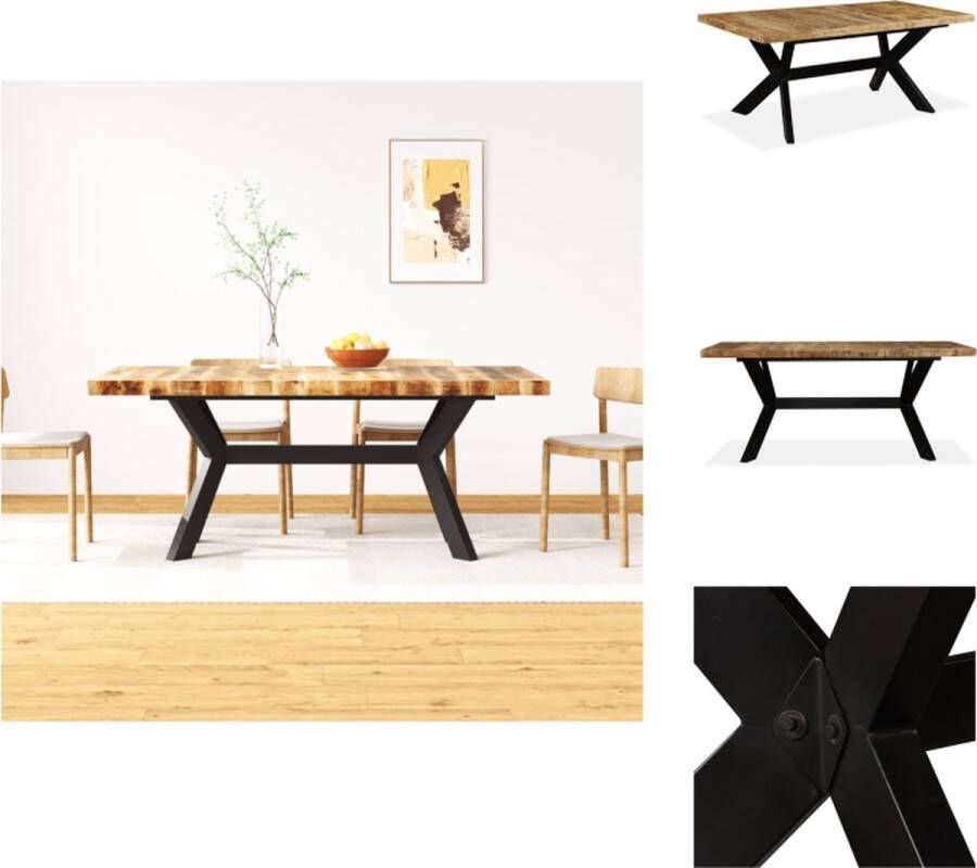 VidaXL Eetkamertafel Eetkamertafels Tafel Tafels Eettafel 180 cm massief mangohout en stalen kruis