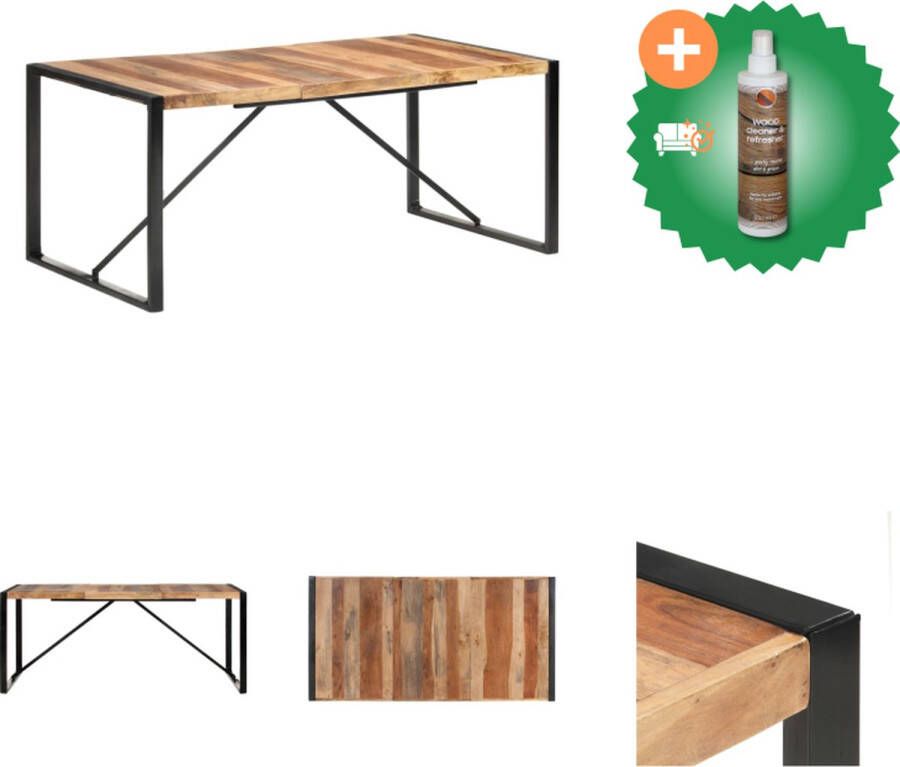 VidaXL Industriële Eettafel 180 x 90 x 75 cm Massief acaciahout Stalen poten Tafel Inclusief Houtreiniger en verfrisser