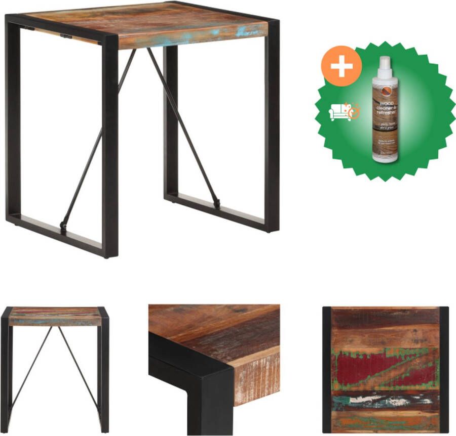 VidaXL Industriële Eettafel 70 x 70 x 75 cm Massief gerecycled hout Zwart stalen frame Tafel Inclusief Houtreiniger en verfrisser