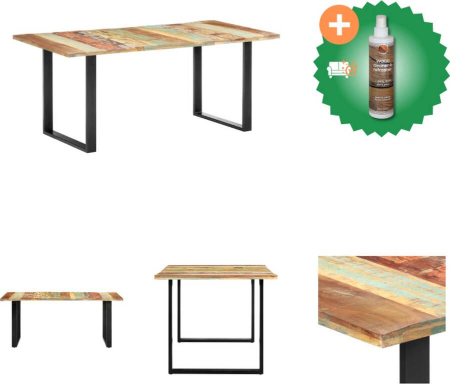 VidaXL Retro Gerecycled Houten Eetkamertafel 180 x 90 x 76 cm Vintage Charme Tafel Inclusief Houtreiniger en verfrisser - Foto 4