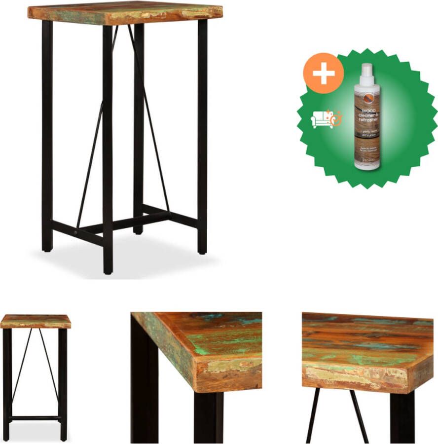 VidaXL Industriële Houten Bartafel 60 x 60 x 107 cm Unieke uitstraling en duurzaamheid Tafel Inclusief Houtreiniger en verfrisser
