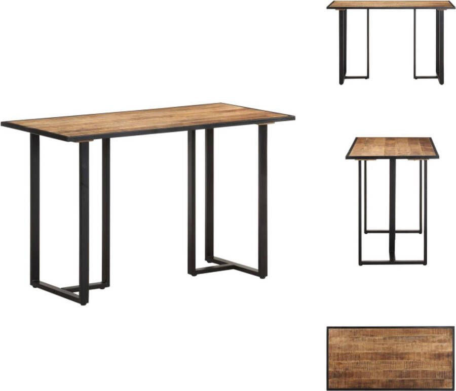 VidaXL Industriële Houten Eettafel 120 x 60 x 76 cm Ruw Mangohout en Gepoedercoat IJzer Tafel - Foto 2
