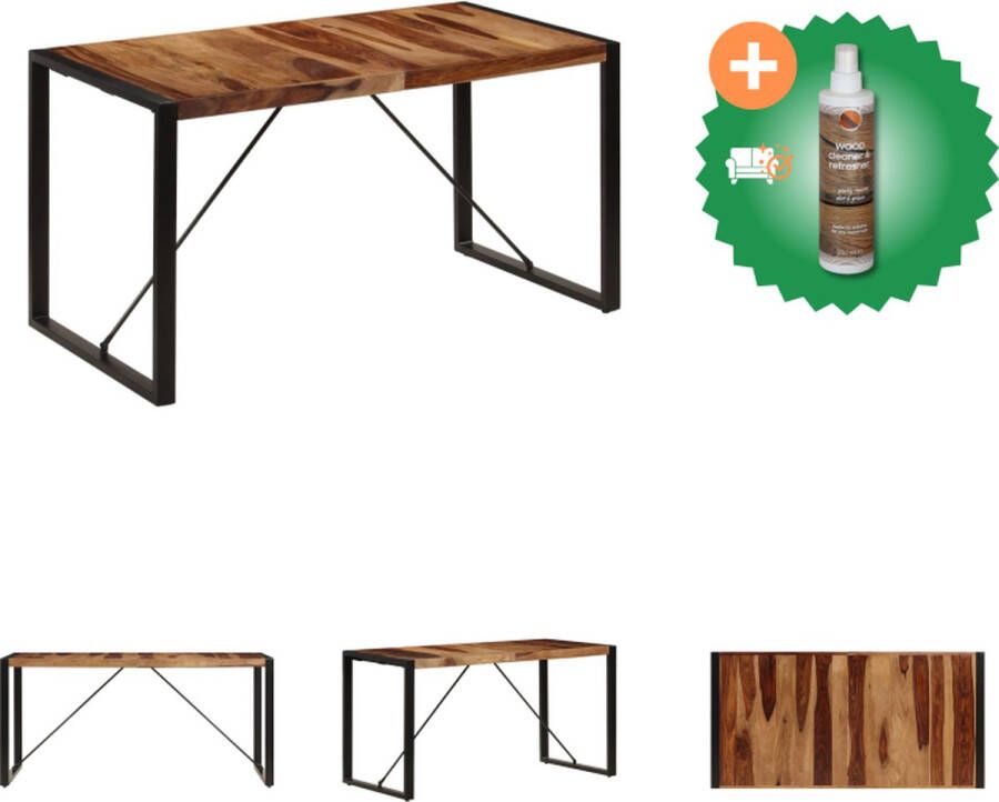 VidaXL Industriële houten eettafel 140 x 70 x 75 cm Bruin Zwart Tafel Inclusief Houtreiniger en verfrisser