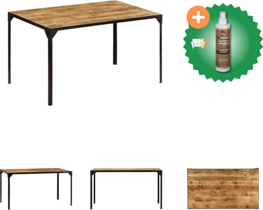 VidaXL Industriële houten eettafel 140x80x76cm massief mangohout Tafel Inclusief Houtreiniger en verfrisser