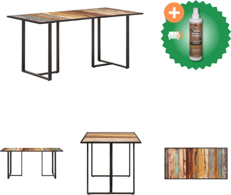 VidaXL Industriële Houten Eettafel 160 x 80 x 76 cm Gerecycled Hout IJzeren Poten Tafel Inclusief Houtreiniger en verfrisser