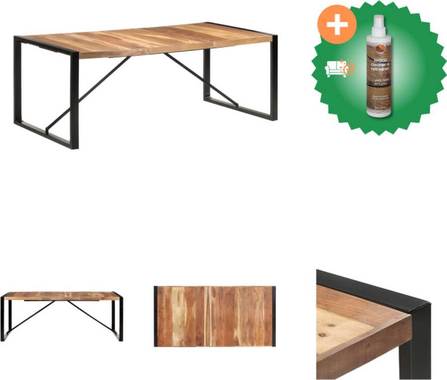 VidaXL Industriële Houten Eettafel 200x100x75 cm Massief Acaciahout en Rubberwood met Sheesham Afwerking Tafel Inclusief Houtreiniger en verfrisser