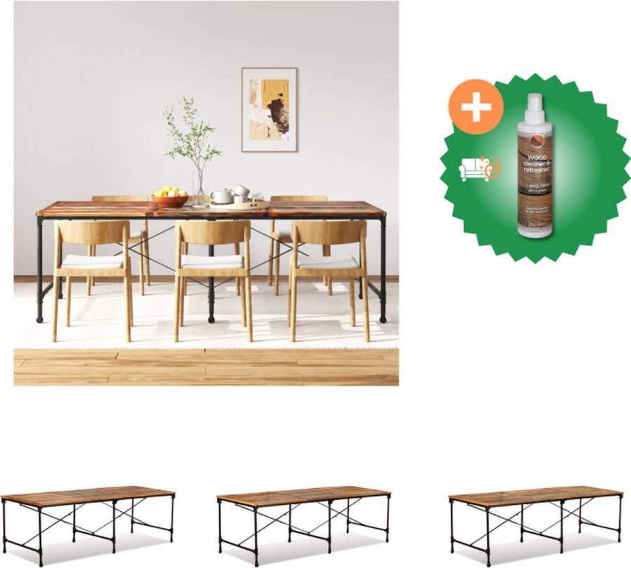VidaXL industriële houten eettafel 240x90x76 cm gerecycled hout meerkleurig Tafel Inclusief Houtreiniger en verfrisser