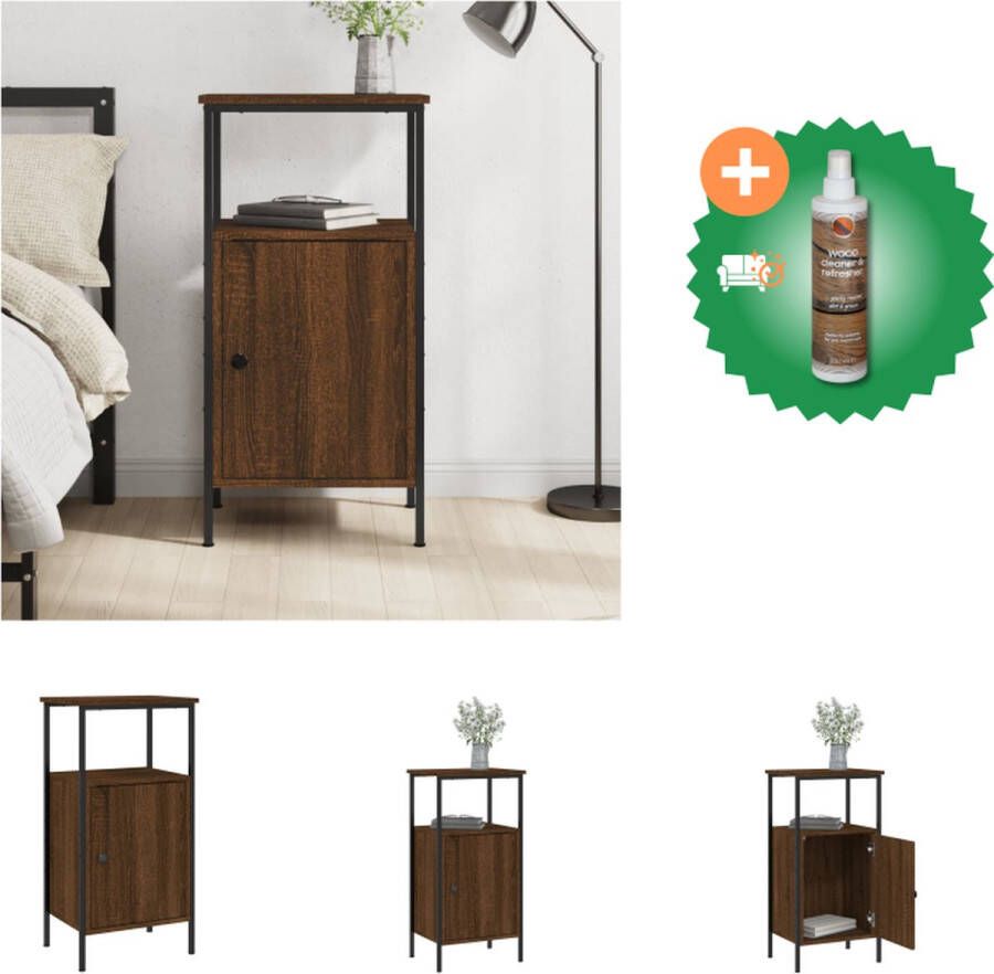 VidaXL Industriële Nachtkastje Bruineiken 41 x 31 x 80 cm Duurzaam Materiaal Kast Inclusief Houtreiniger en verfrisser