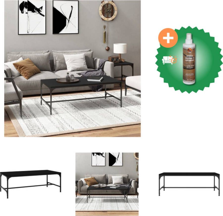 VidaXL Industriële Salontafel 100 x 50 x 35 cm Bewerkt Hout en Staal Tafel Inclusief Houtreiniger en verfrisser