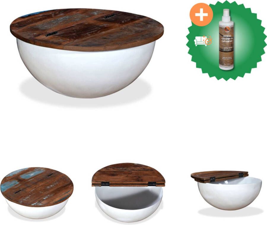 VidaXL Industriële Salontafel Gerecycled Hout 60 x 27 cm Komvormig Tafel Inclusief Houtreiniger en verfrisser