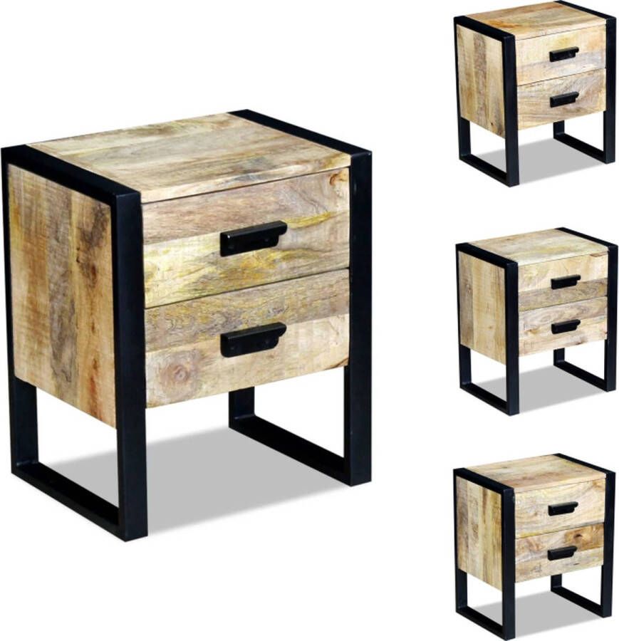 VidaXL Bijzettafel Bijzettafels Houten Tafeltje Houten Tafeltjes Bijzettafel met 2 lades 43x33x51 cm massief mangohout