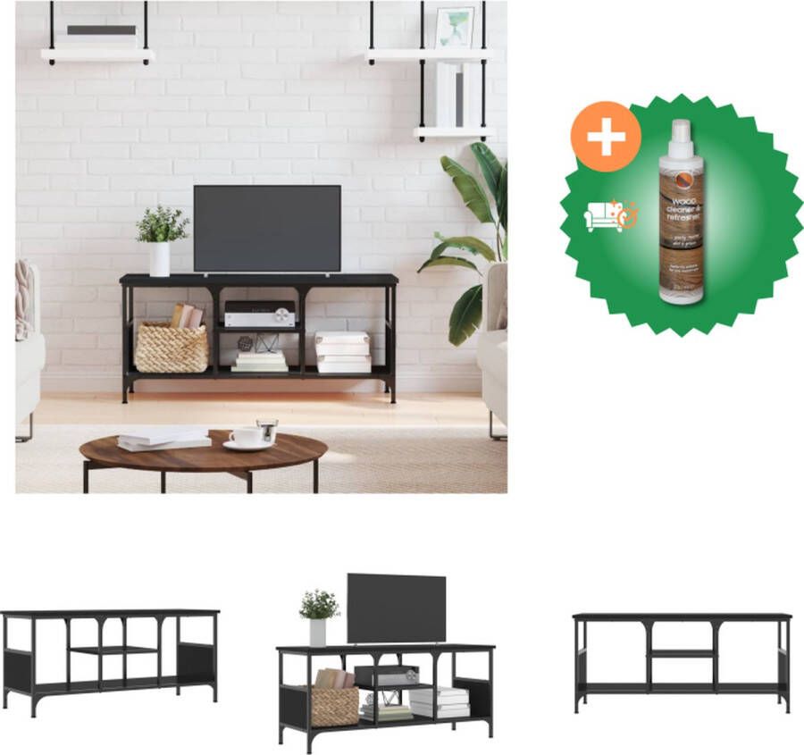 VidaXL Tv-meubel 100x35x45 cm bewerkt hout en ijzer zwart Kast Inclusief Houtreiniger en verfrisser