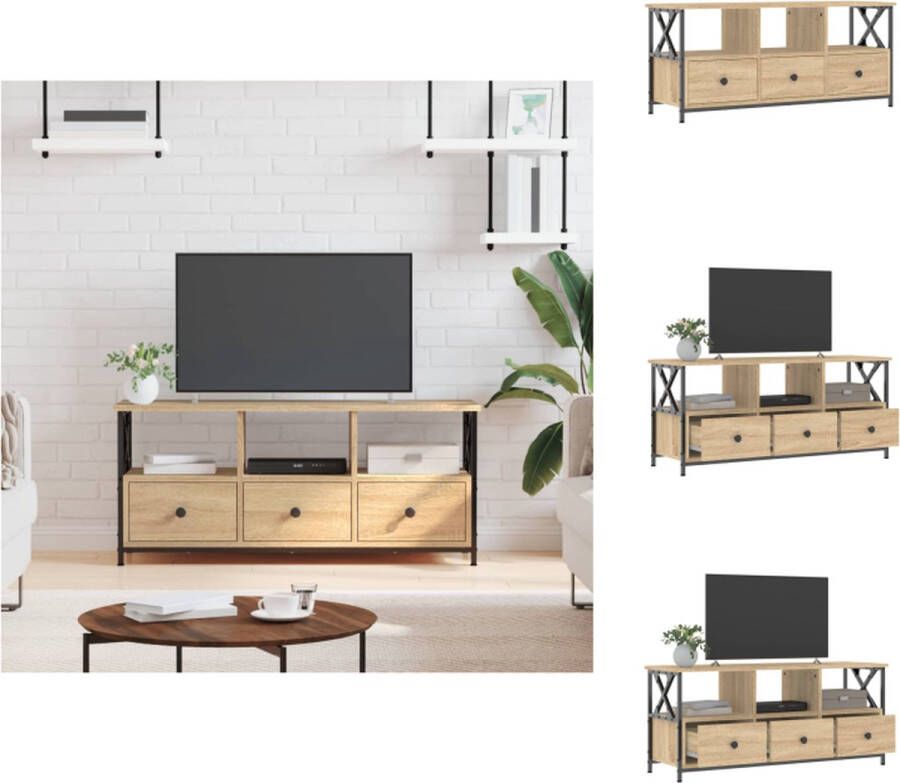 VidaXL Tv-meubel Tv-meubelen Tv-standaard Televisiemeubel Tv-meubel 102x33x45 cm bewerkt hout en ijzer sonoma eikenkleur