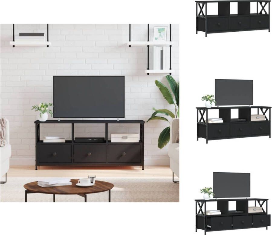 VidaXL Tv-meubel Tv-meubelen Tv-standaard Televisiemeubel Tv-meubel 102x33x45 cm bewerkt hout en ijzer zwart