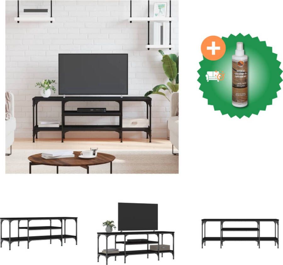 VidaXL Tv-meubel 121x35x45 cm bewerkt hout en ijzer zwart Kast Inclusief Houtreiniger en verfrisser