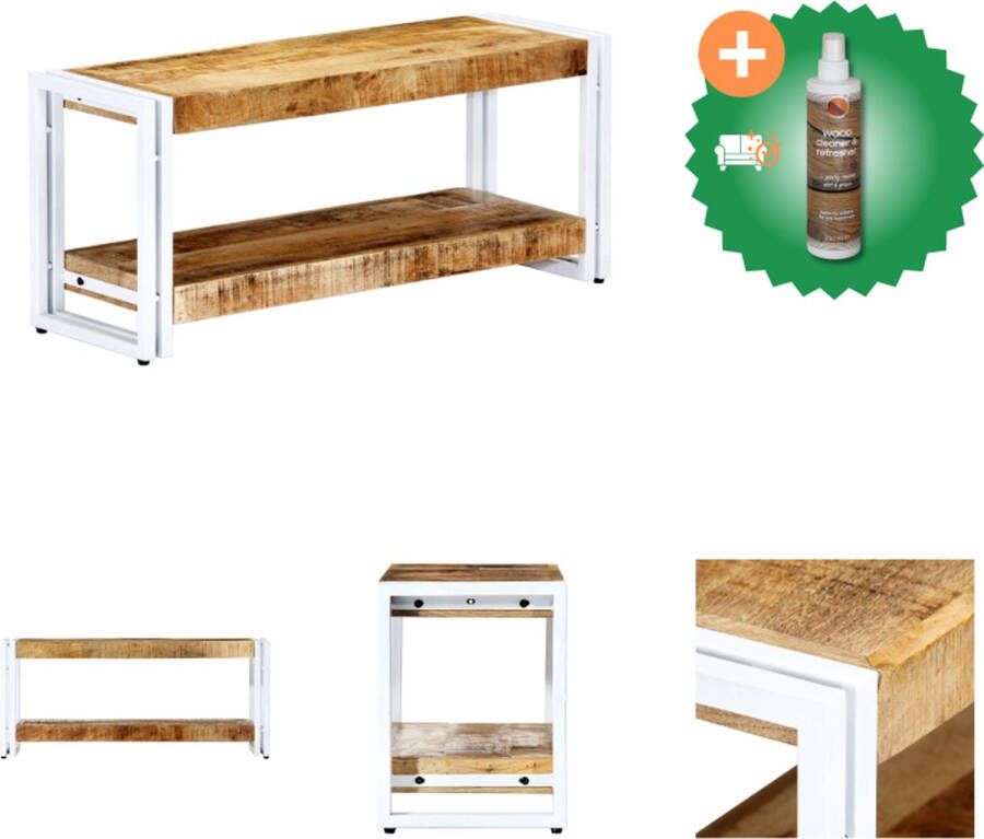 VidaXL Industriële TV-kast 90 x 30 x 40 cm Massief mangohout en gepoedercoat ijzer Kast Inclusief Houtreiniger en verfrisser - Foto 3