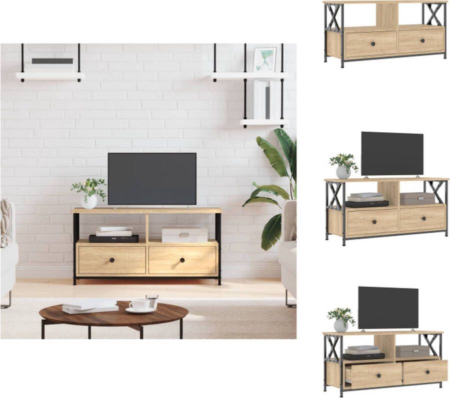 VidaXL Industriële TV-kast 90 x 33 x 45 cm Sonoma eiken hout Montage vereist Kast