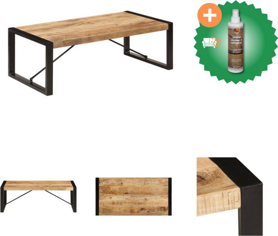 VidaXL Industriële Woonkamertafel 120x60x40 cm Massief Mangohout en Gepoedercoat Staal Tafel Inclusief Houtreiniger en verfrisser