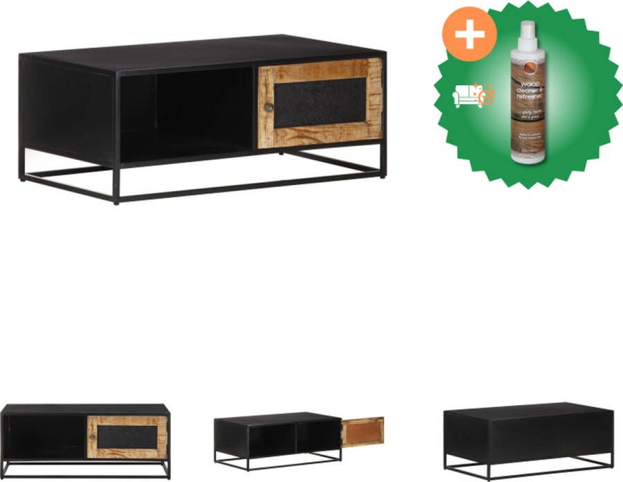 VidaXL Industriële woonkamertafel 90 x 50 x 35 cm Handgemaakt ruw mangohout Tafel Inclusief Houtreiniger en verfrisser