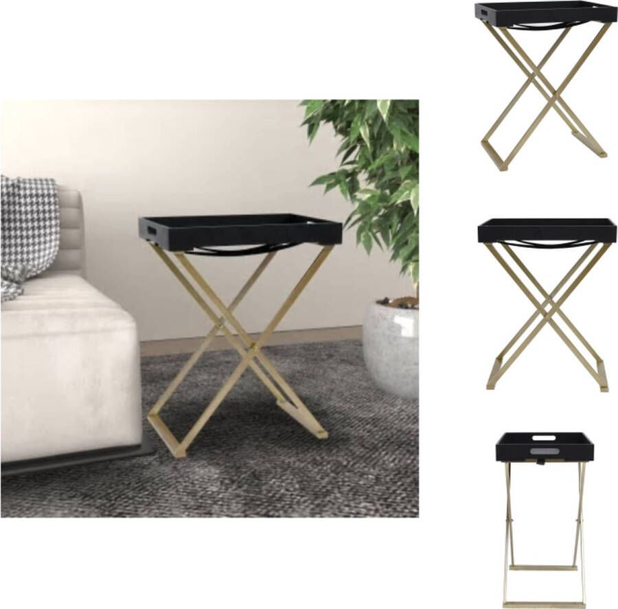 VidaXL Klaptafel Klaptafels Inklapbare Tafel Klaptafel 48x34x61 cm MDF goudkleurig en zwart
