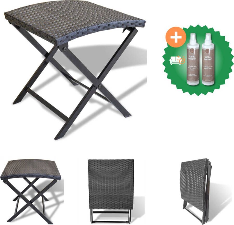 VidaXL Inklapbare kruk PE-rattan 44 x 44 x 40 cm zwart Poef Inclusief Onderhoudsset
