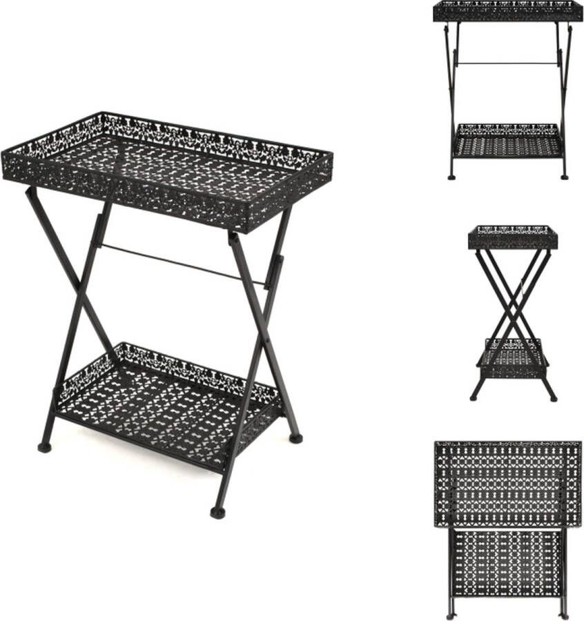 VidaXL Bijzettafel Bijzettafels Salontafel Salontafels Theetafel vintage stijl inklapbaar 58x35x72 cm metaal zwart - Foto 2